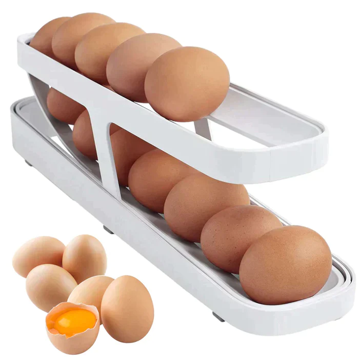 Panier À Œufs 1pc, Boîte De Rangement Pour Œufs À Double Couche, Support Automatique Pour Œufs Roulants, Pour Réfrigérateur, Armoire, Étagère Et Comptoir, Organisateurs Et Rangements De Cuisine, Accessoires De Cuisine