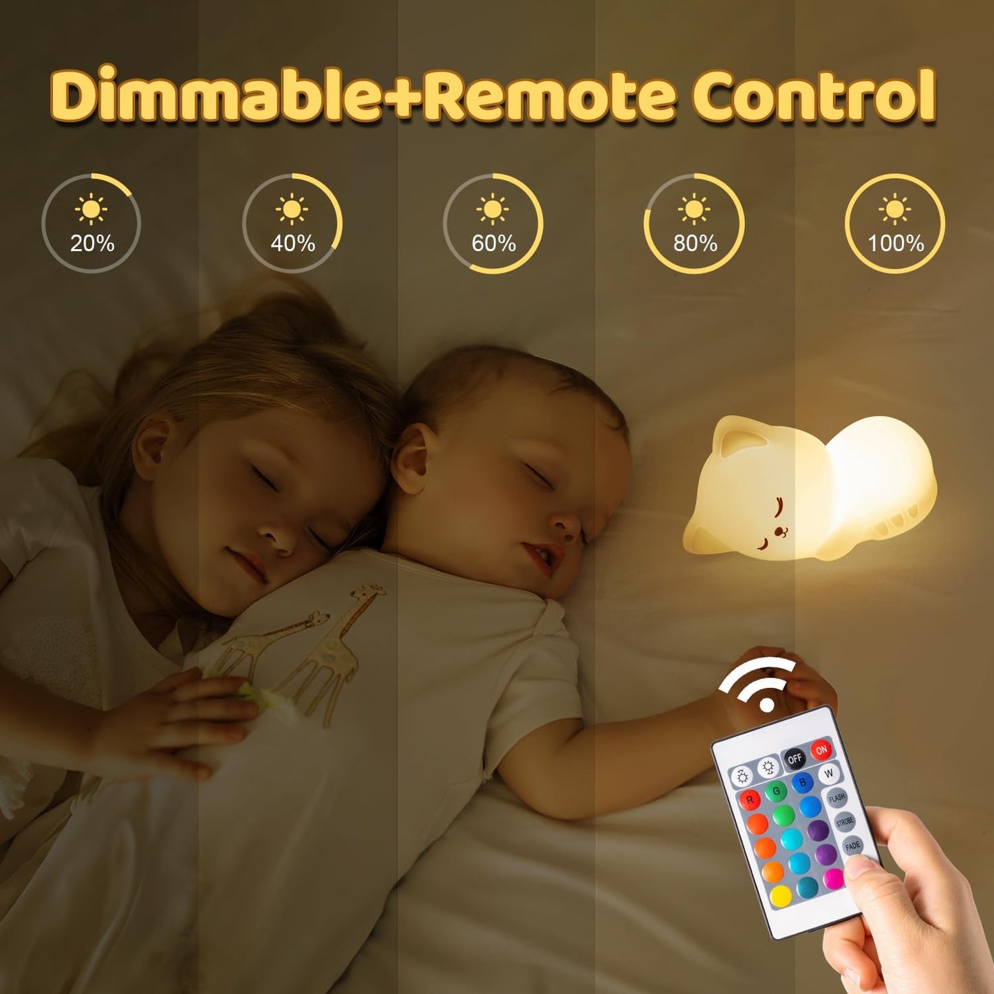 Veilleuse Bebe Veilleuse Chat Lampe de Chevet Enfant,Lampe de Chevet Chambre Bebe