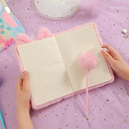 Carnet de Notes en Peluche Hiboux Mignon, A5 Carnet de Notes Horizontal, Journal Secret, Notebook pour le travail, l'étude, Cadeau pour Enfants et Adolescents