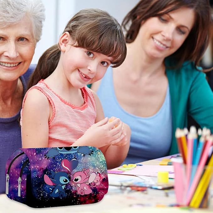 Stitch Étuis ™ à Crayons pour Étudiants Sac à Crayons Dessin Animé Pencil Case Double Organisateur Plumier Sac de Papeterie de Bureau Portable Élèves Primaire et Secondaire Scolaire Cadeaux de Rentré