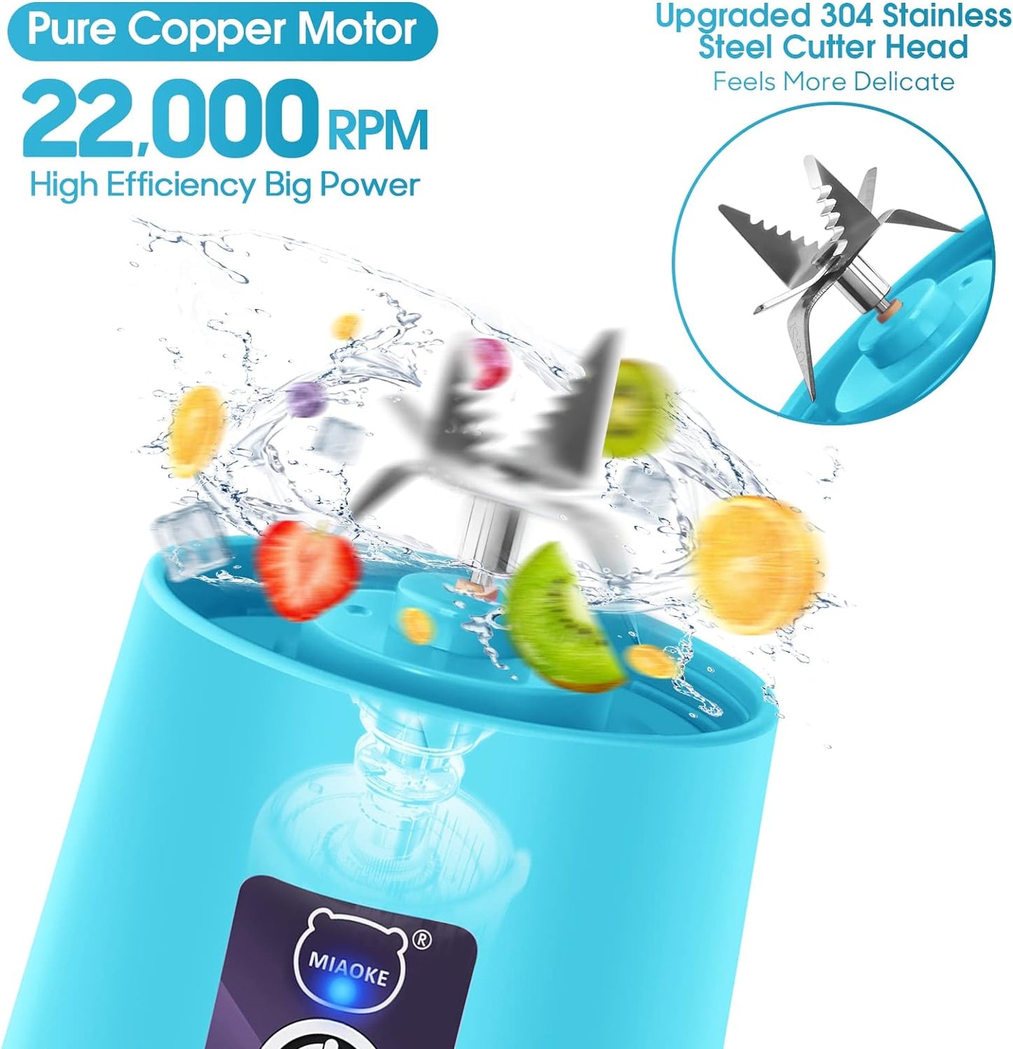 Blender Portable Fresh Juice Blender Mixeur Smoothie USB Rechargeable Mixer Blender pour Fresh Juice Smoothie Shakes Bébé Presse Fruits Portatif de Voyage à Domicile (Blue)