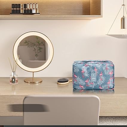 Sac à cosmétiques de voyage Trousse de Toilette Voyage Portable, 25x17x8,5cm, Trousse Maquillage Suspendue avec 4 Compartiments, Sac de Toilette Pliable Étanche Femme Homme, Sac de Cosmétique Grande Capacité pour Make Up