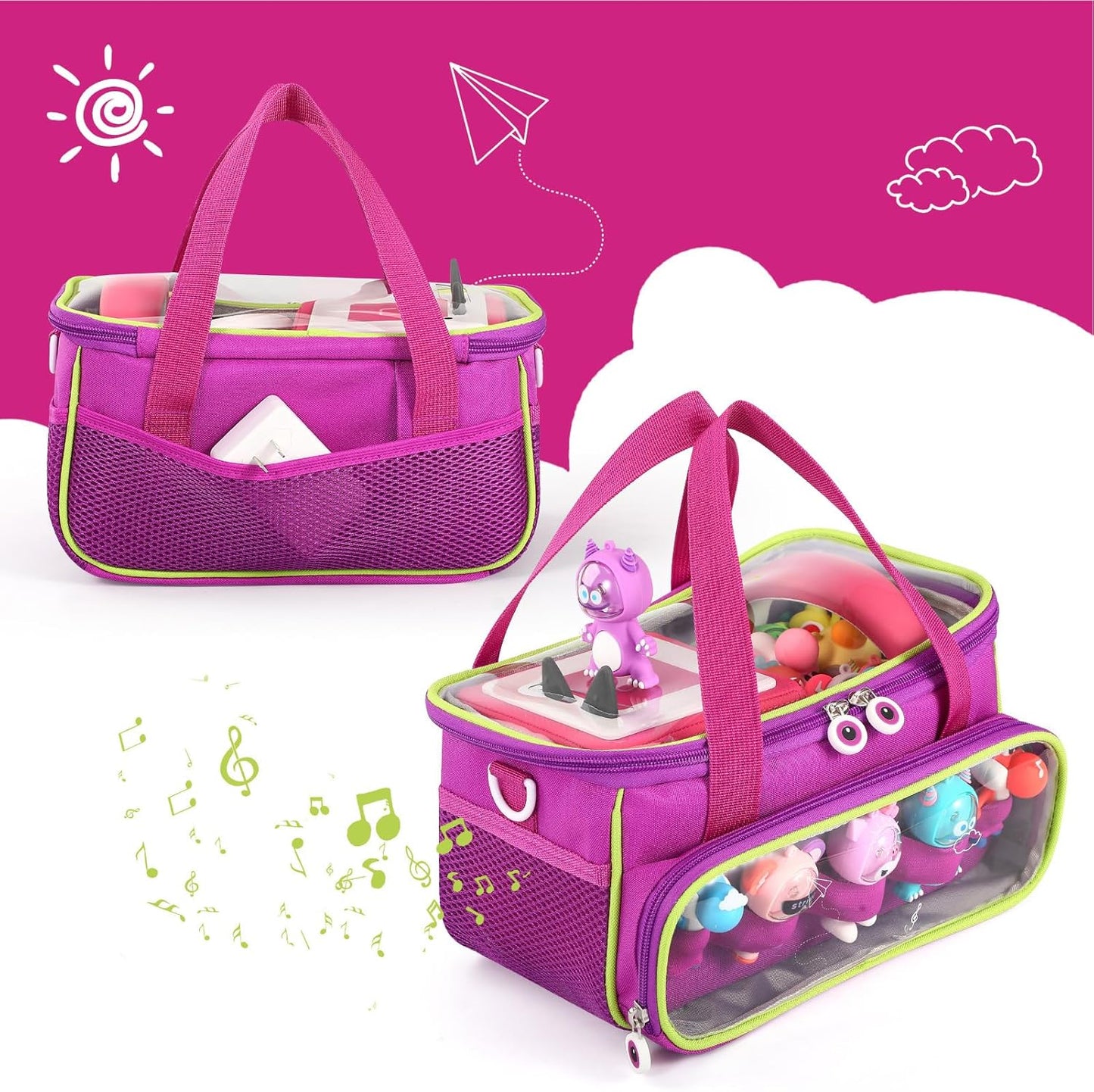 Dyeulget Étui de transport compatible avec Toniebox, sac de rangement pour enfants Toniebox, sac de rangement résistant aux chocs et à la poussière avec poignée pour figurines