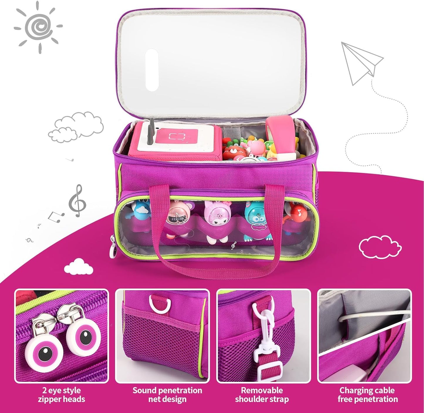 Dyeulget Étui de transport compatible avec Toniebox, sac de rangement pour enfants Toniebox, sac de rangement résistant aux chocs et à la poussière avec poignée pour figurines