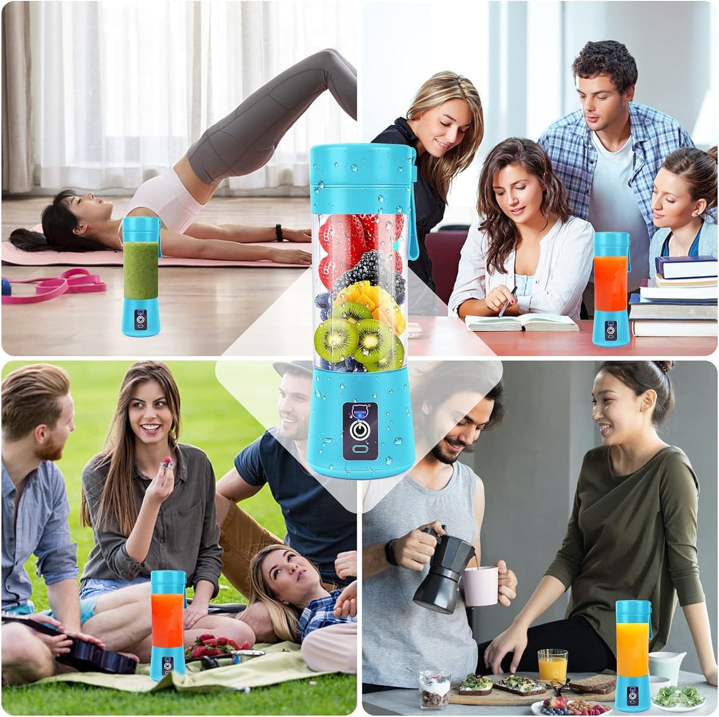 Blender Portable Fresh Juice Blender Mixeur Smoothie USB Rechargeable Mixer Blender pour Fresh Juice Smoothie Shakes Bébé Presse Fruits Portatif de Voyage à Domicile (Blue)