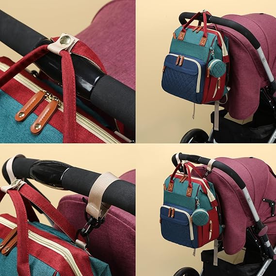 Fexkean Sac à Dos à Langer pour Bébé, Sac à Dos Pour lit bébé, Sac à langer de voyage portable avec lit pliable Grande Capacité Sac à Couches Multifonction Imperméable