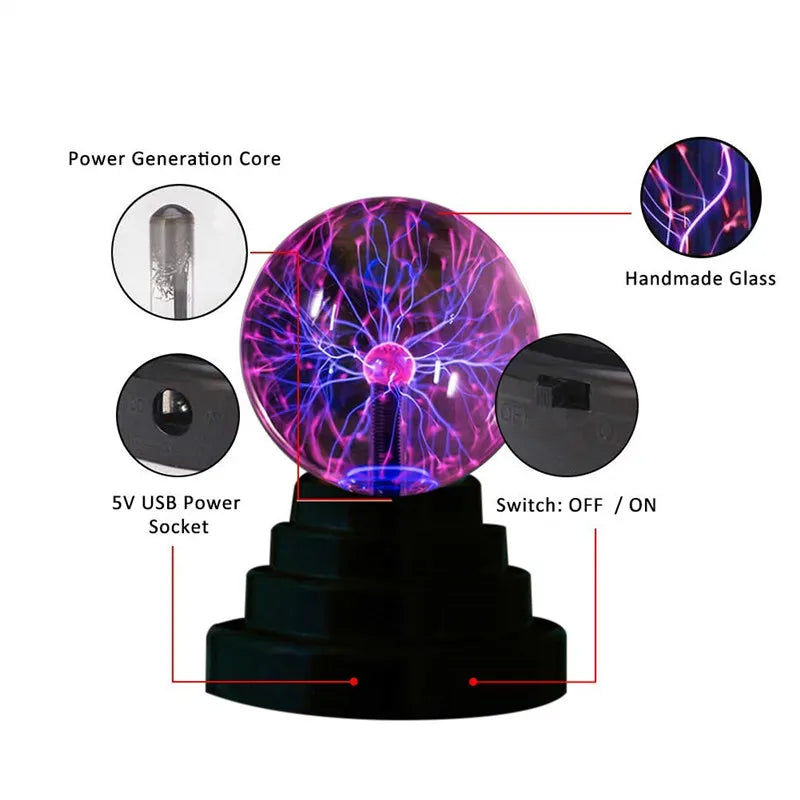Nouveauté Cristal Magique Plasma Boule Tactile Lampe 220V LED Veilleuse Enfant Veilleuse Anniversaire Noël Enfants Décor Cadeau Éclairage