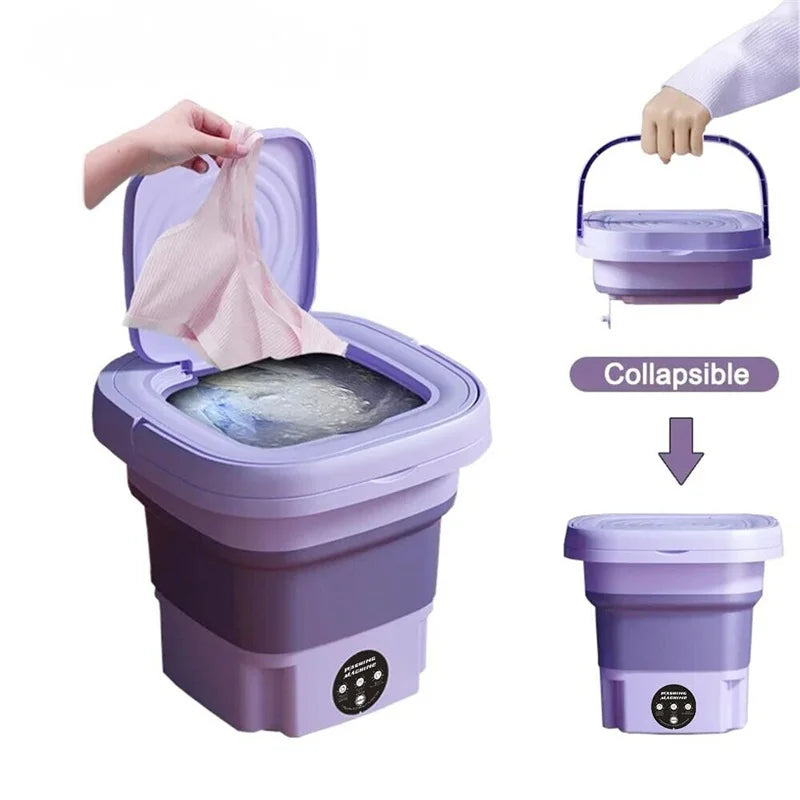 Machine a laver Portable pliable avec centrifugeuse 8l 220V Mini-linge automatique pour chaussettes sous-vetement