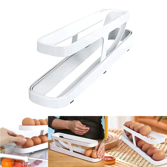 Panier À Œufs 1pc, Boîte De Rangement Pour Œufs À Double Couche, Support Automatique Pour Œufs Roulants, Pour Réfrigérateur, Armoire, Étagère Et Comptoir, Organisateurs Et Rangements De Cuisine, Accessoires De Cuisine