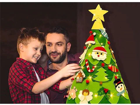 Arbre de Noël 3D en feutrine + Cadeau lumiére de 5m