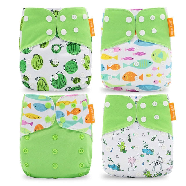 Happyflute 2022 New Fashion Style Baby Nappy 4pcs/set Diaper Cover Waterproof&Reusable Cloth Diaper