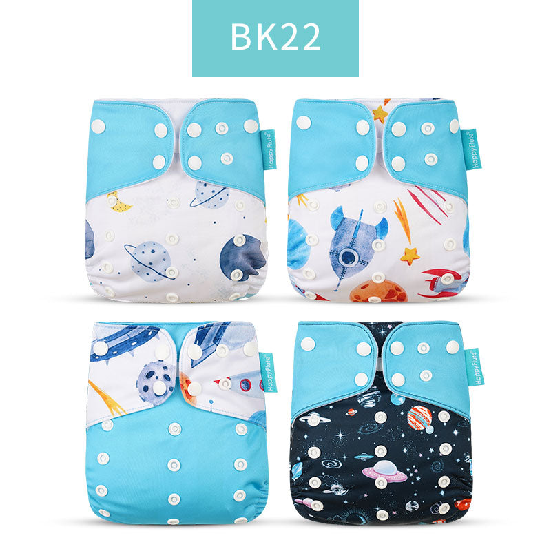 Happyflute 2022 New Fashion Style Baby Nappy 4pcs/set Diaper Cover Waterproof&Reusable Cloth Diaper