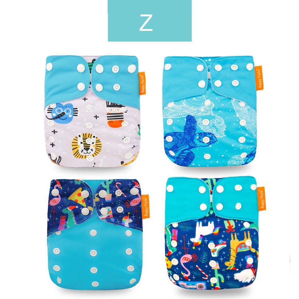 Happyflute 2022 New Fashion Style Baby Nappy 4pcs/set Diaper Cover Waterproof&Reusable Cloth Diaper
