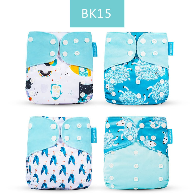 Happyflute 2022 New Fashion Style Baby Nappy 4pcs/set Diaper Cover Waterproof&Reusable Cloth Diaper
