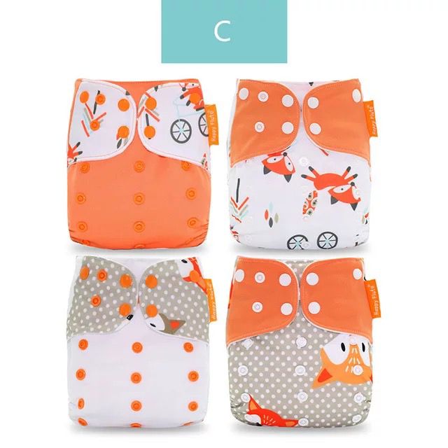 Happyflute 2022 New Fashion Style Baby Nappy 4pcs/set Diaper Cover Waterproof&Reusable Cloth Diaper