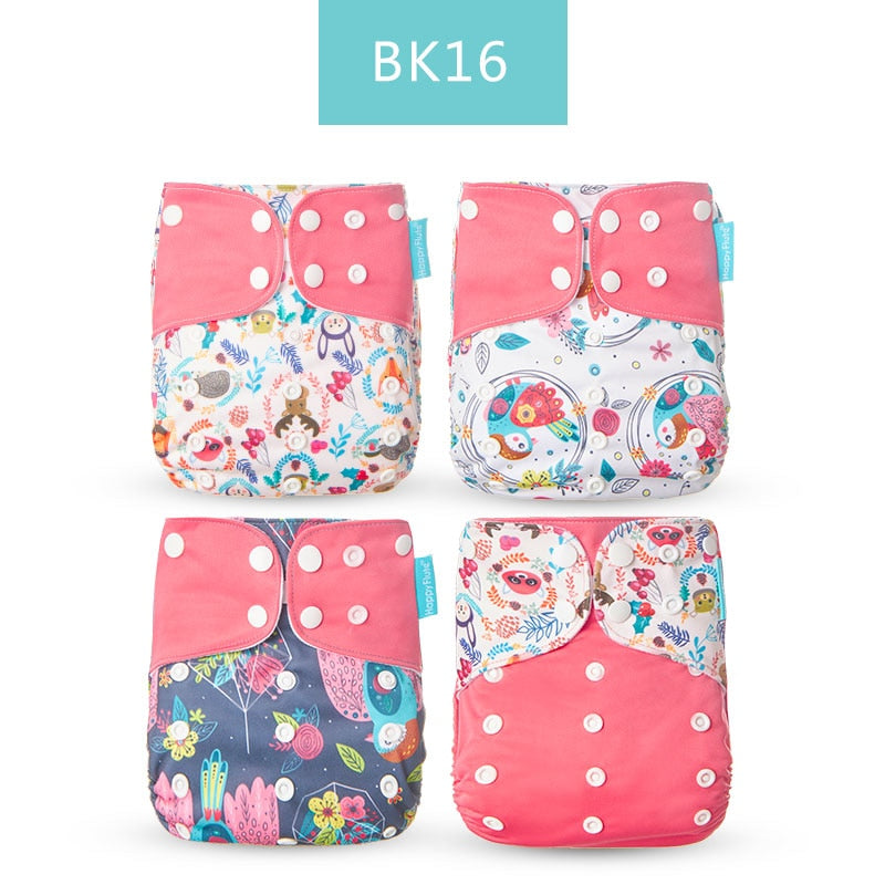 Happyflute 2022 New Fashion Style Baby Nappy 4pcs/set Diaper Cover Waterproof&Reusable Cloth Diaper