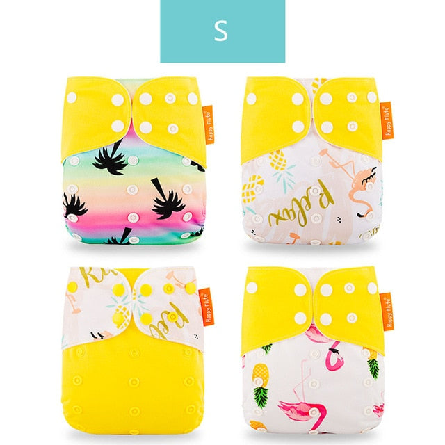 Happyflute 2022 New Fashion Style Baby Nappy 4pcs/set Diaper Cover Waterproof&Reusable Cloth Diaper