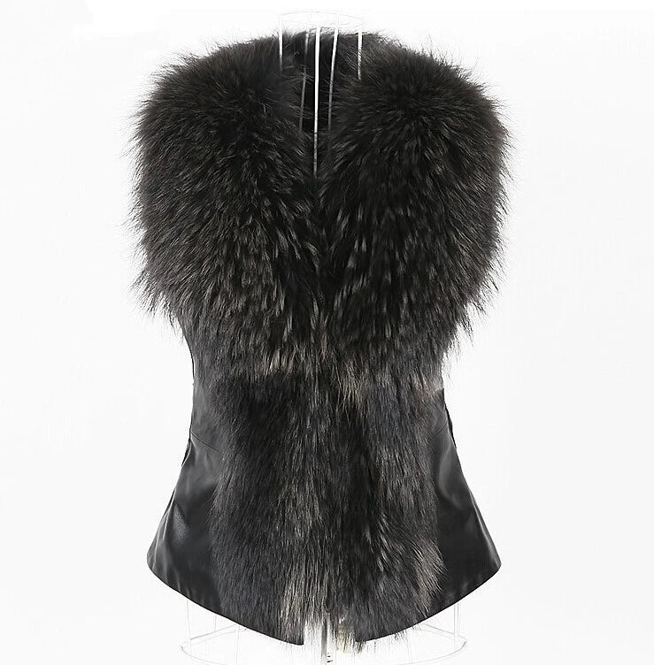 Gilet Femmes Élégant Loisirs Noir Fausse Fourrure Gilet ,Manteau