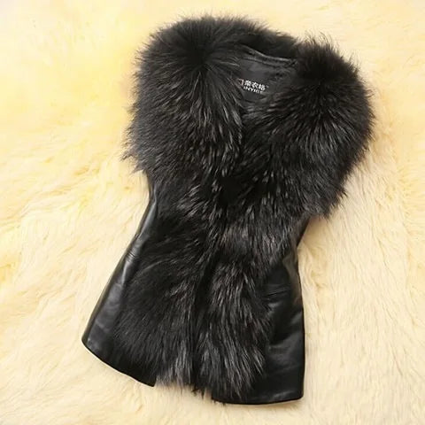 Gilet Femmes Élégant Loisirs Noir Fausse Fourrure Gilet ,Manteau