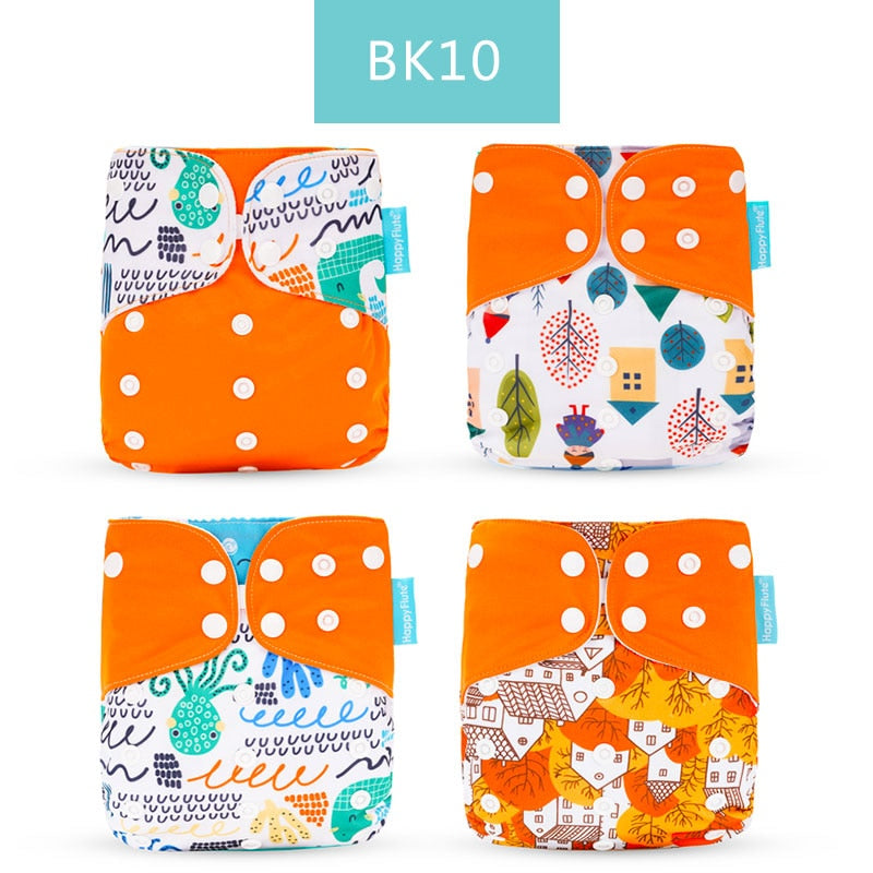 Happyflute 2022 New Fashion Style Baby Nappy 4pcs/set Diaper Cover Waterproof&Reusable Cloth Diaper
