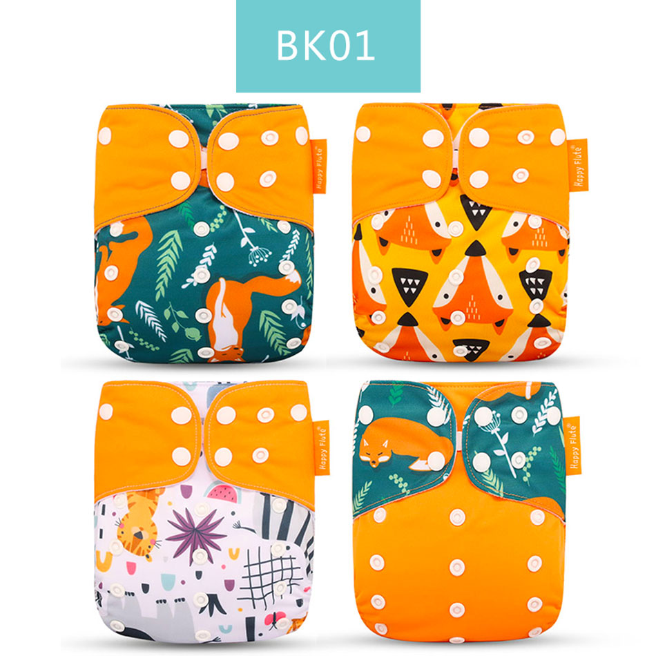 Happyflute 2022 New Fashion Style Baby Nappy 4pcs/set Diaper Cover Waterproof&Reusable Cloth Diaper