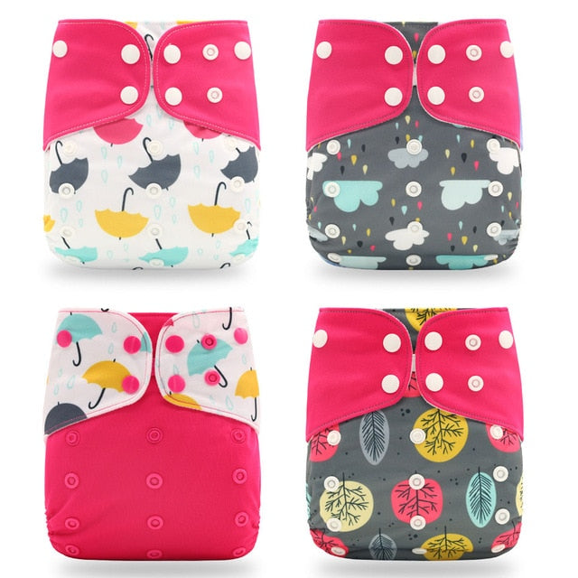 Happyflute 2022 New Fashion Style Baby Nappy 4pcs/set Diaper Cover Waterproof&Reusable Cloth Diaper