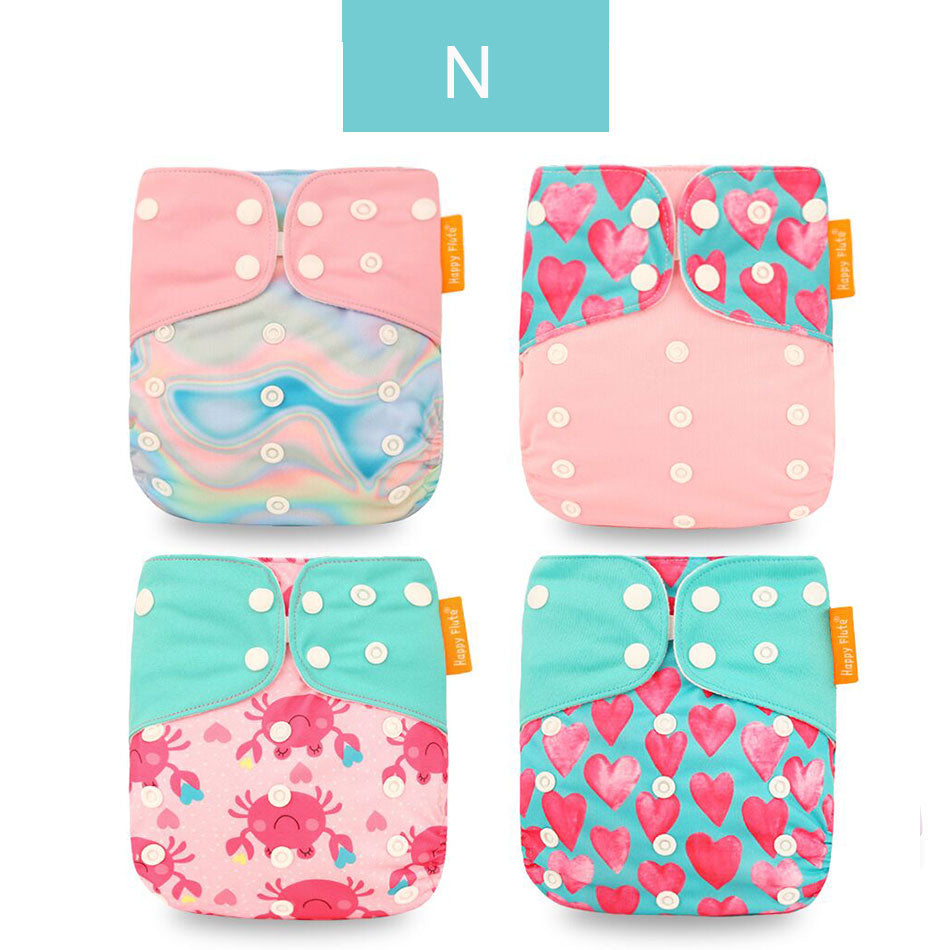 Happyflute 2022 New Fashion Style Baby Nappy 4pcs/set Diaper Cover Waterproof&Reusable Cloth Diaper