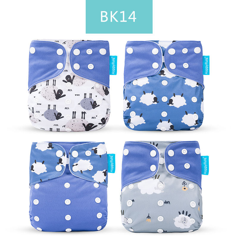 Happyflute 2022 New Fashion Style Baby Nappy 4pcs/set Diaper Cover Waterproof&Reusable Cloth Diaper