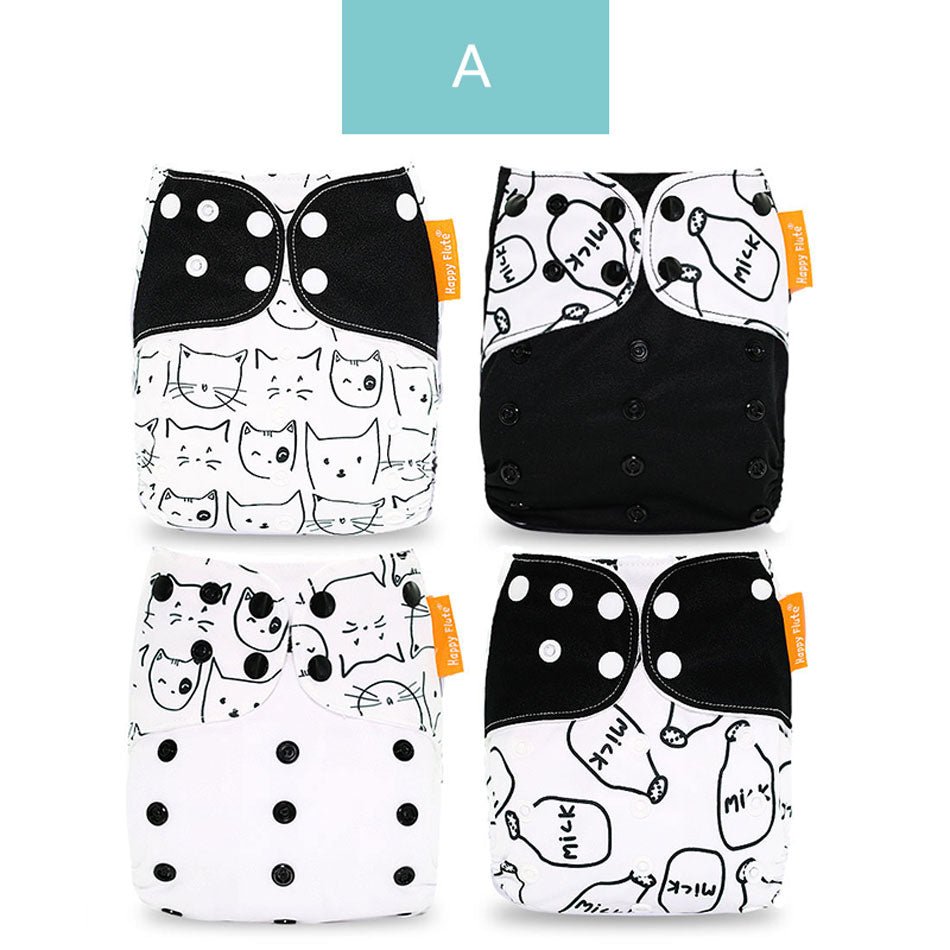 Happyflute 2022 New Fashion Style Baby Nappy 4pcs/set Diaper Cover Waterproof&Reusable Cloth Diaper