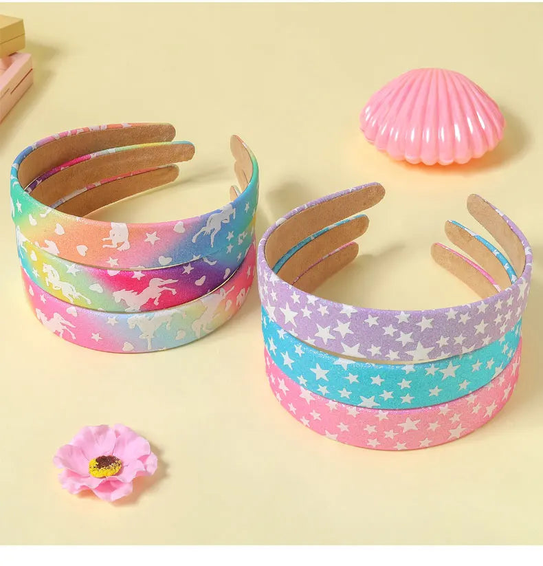 Bandeaux larges à motif étoile scintillante, cadeaux de fête pour enfants, accessoires pour cheveux, 2.5cm