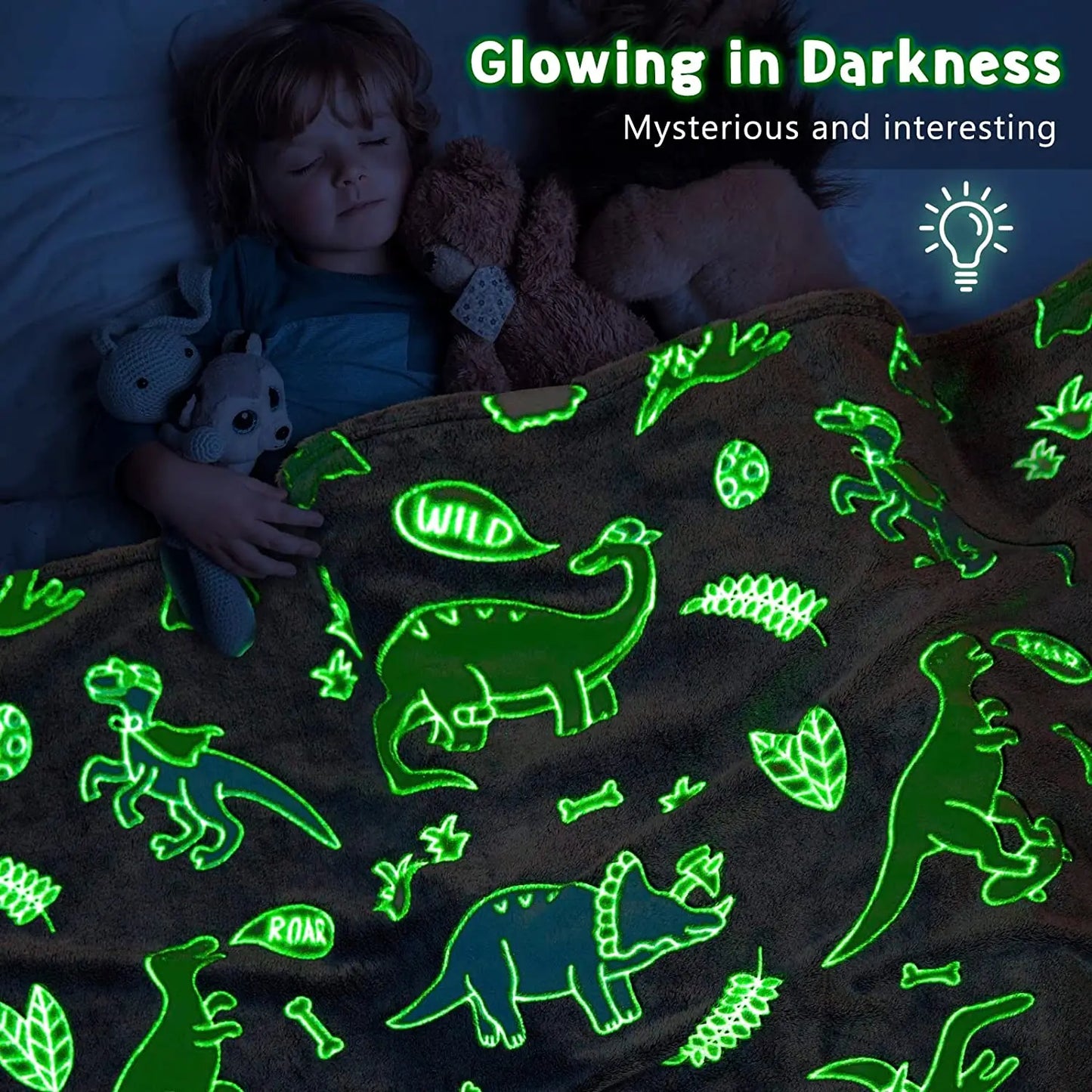 Lumineux Dinosaure Jeter Couverture Pour Filles Garçons Peluche Flanelle Couverture Arbre de Noël Briller Dans Le Noir Super Doux