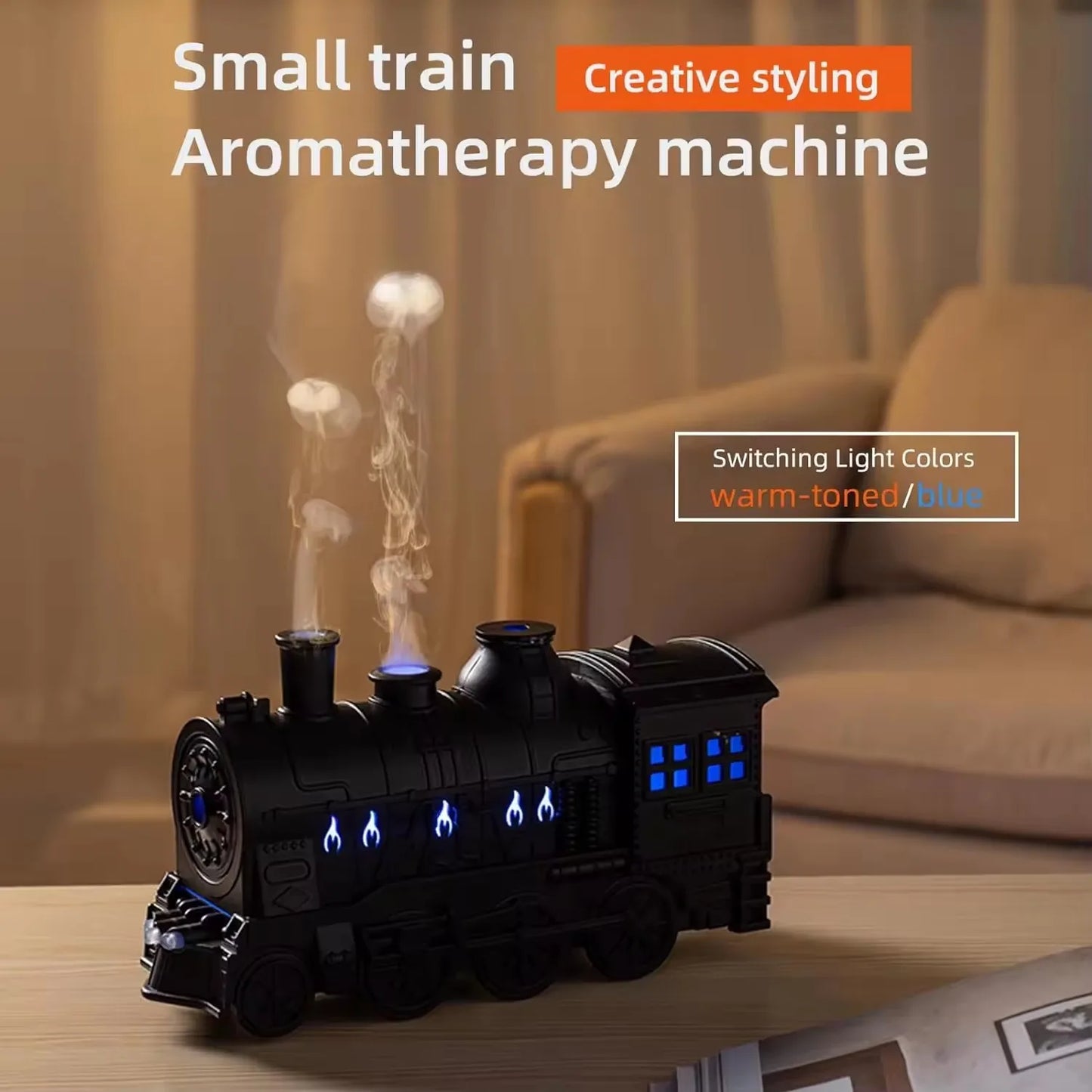 Humidificateur d'air en forme de train, diffuseur d'arômes avec lumière, parfum pour bureau à domicile; Noel