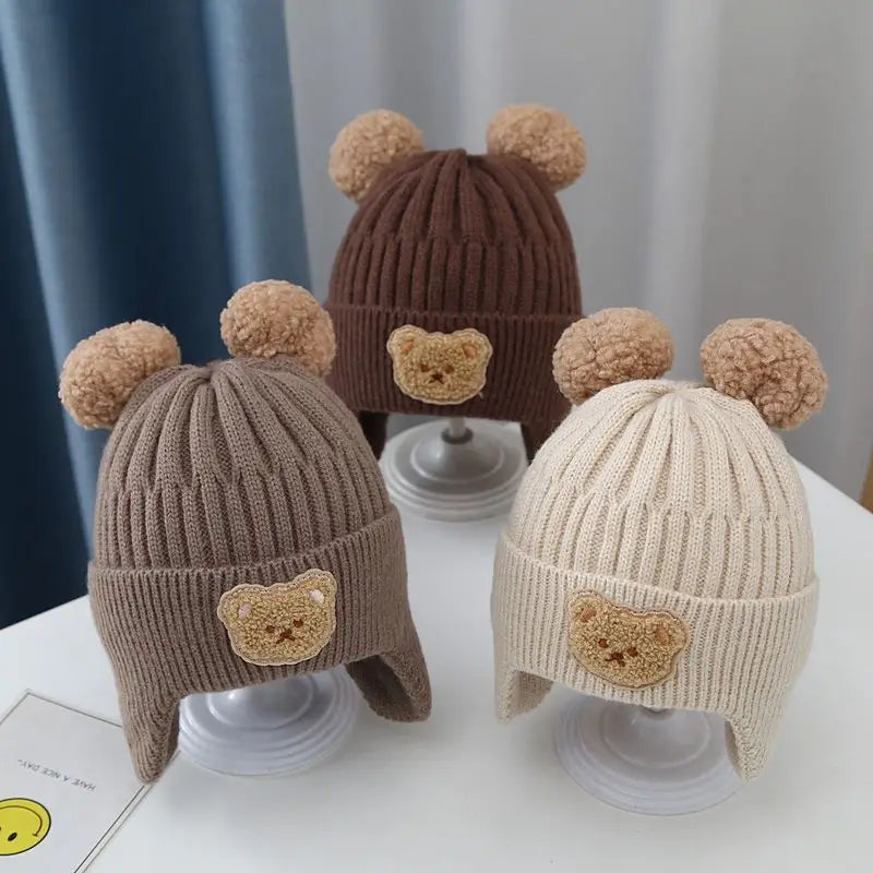 Bonnet Bébé Hiver en Maille Ourson