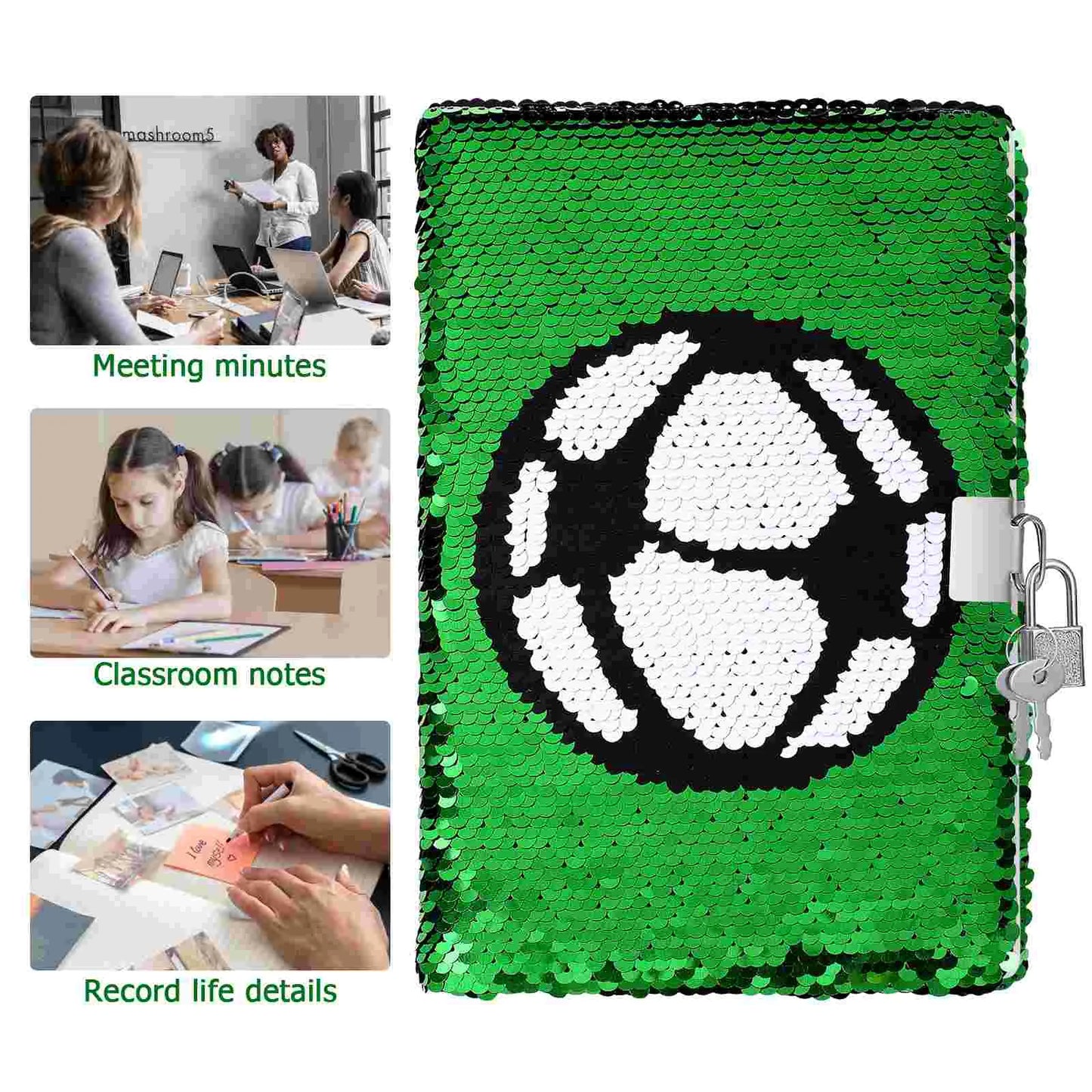 Carnet de notes à paillettes avec serrure, journal intime, bloc-notes de bureau pour enfants