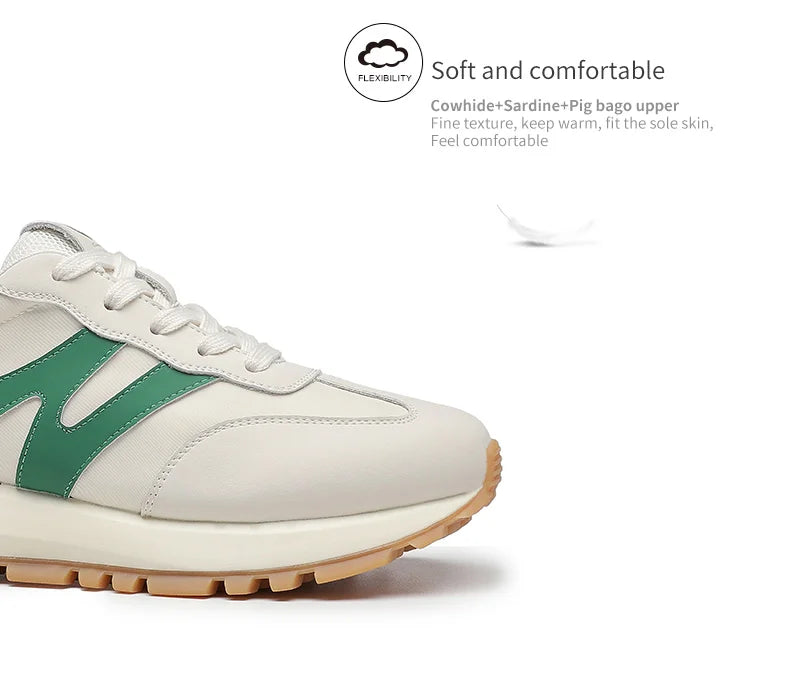 SOMILISS Cuir véritable Femmes Baskets Lacets Vert