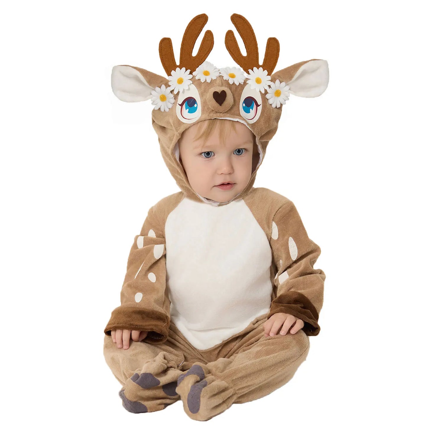 Petit cerf fauve costume pour bébé garçons filles 6M 12M 18M 2pcs / Set Capuche Combishort Avec Chaussures Halloween