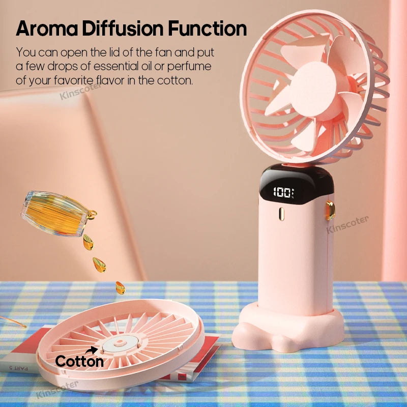 Ventilateur de cou portable avec support de téléphone et écran d'affichage, mini ventilateur pliable, aste par USB, 3000mAh