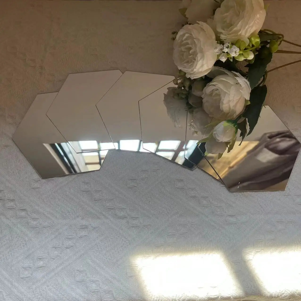12 pcs 3D Miroir Mural Autocollant , Décoration Intérieure, Argent