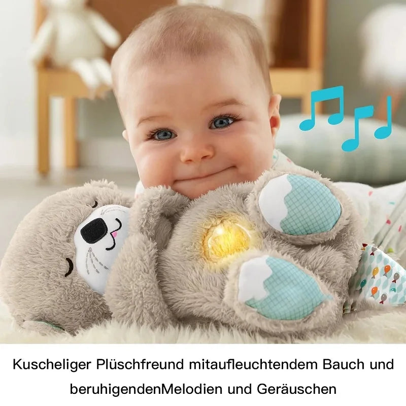 Loutre Poupée En Peluche Jouet Bébé Enfants Apaisant Musique Compagnon De Sommeil Son et Lumière + Badge anti-mostique