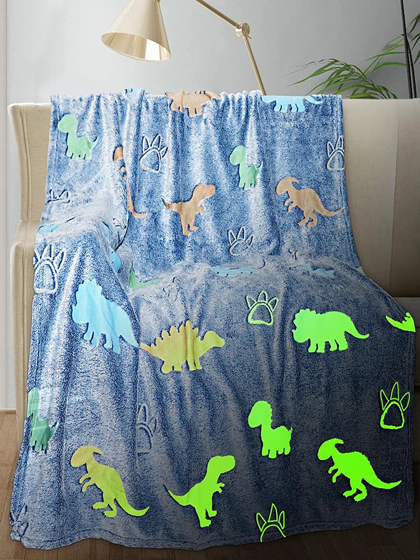 Lumineux Dinosaure Jeter Couverture Pour Filles Garçons Peluche Flanelle Couverture Arbre de Noël Briller Dans Le Noir Super Doux 100x150cm