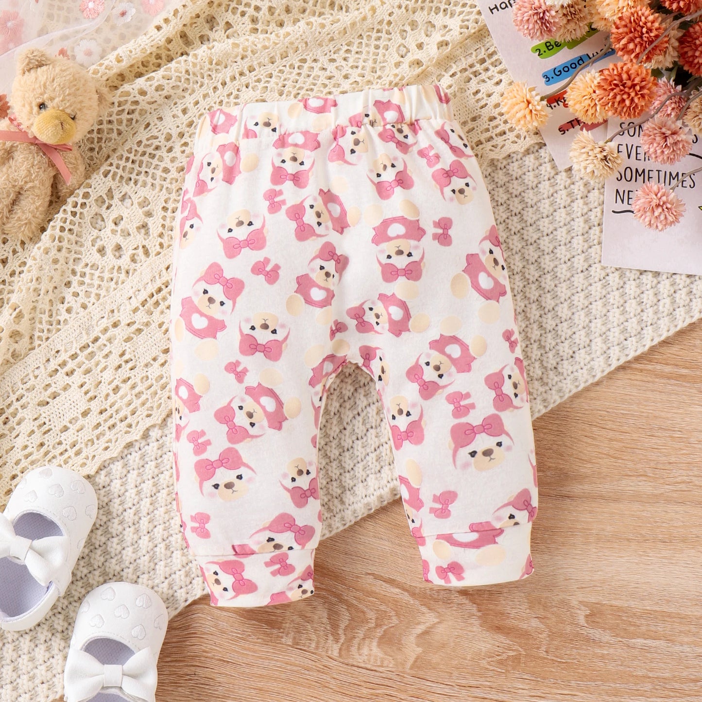 Ensemble haut et pantalon pour bébé fille, motif animal, doux, 2 pièces Rose - PatPat