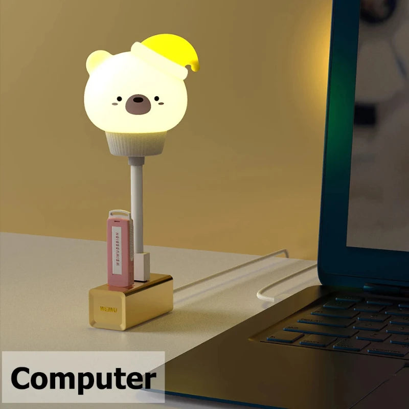 Veilleuse LED mignon dessin animé lampe de nuit poussin chaton télécommande pour bébé enfant chambre décor lampe de chevet