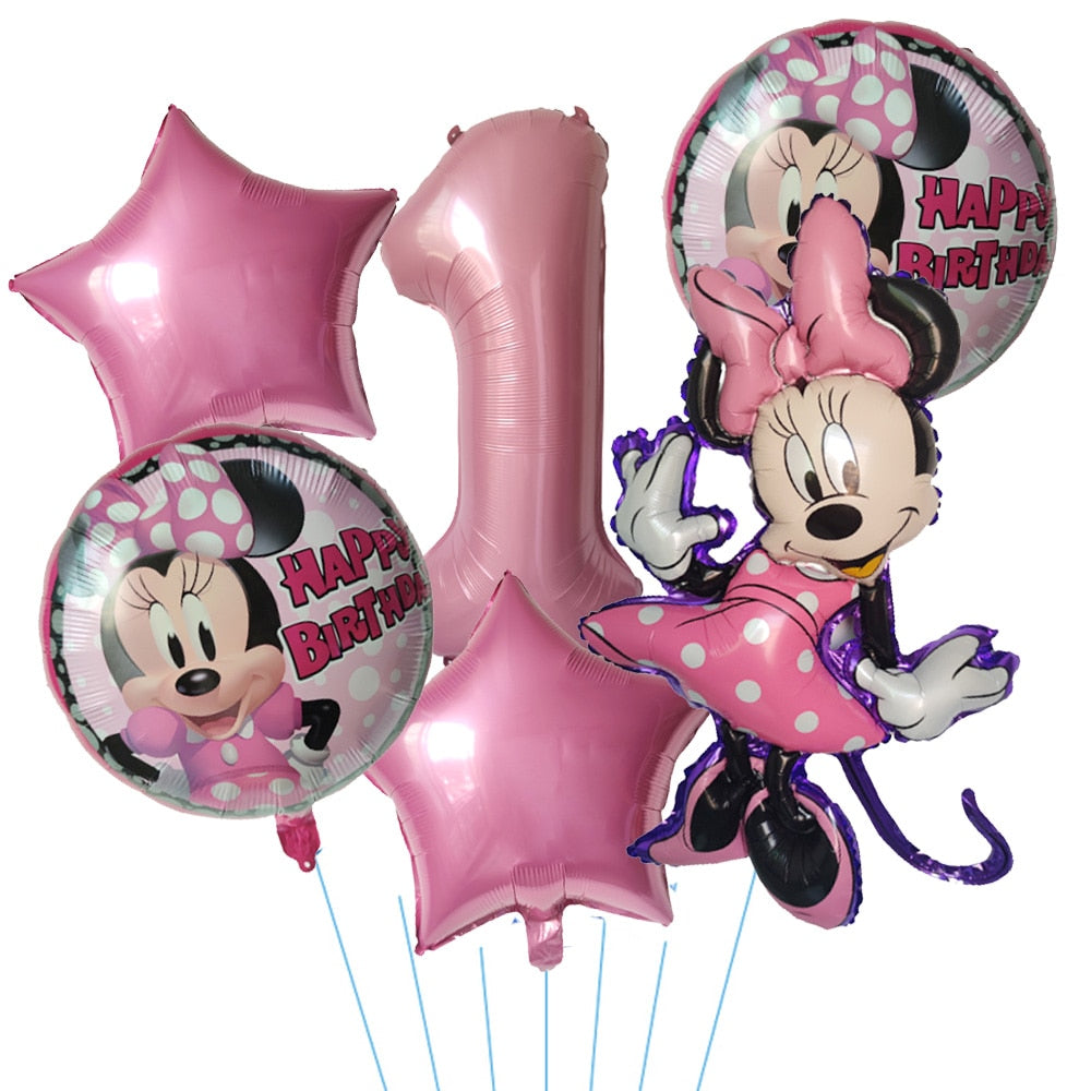 Ensemble de Ballons à Hélium en Forme de Têtes de Minnie et Chiffre Disney