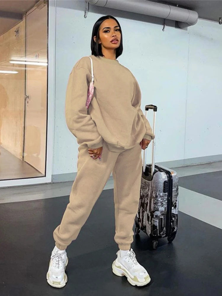 Tenues 2 pièces pour femmes Pantalons Ensembles de pantalons Survêtements Survêtement Sweat à capuche surdimensionné