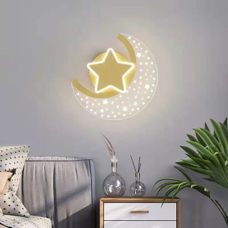 Applique Murale en Acrylique en Forme de Lune et Étoile, Luminaire Décoratif , Chambre d'Enfant ou un Bébé