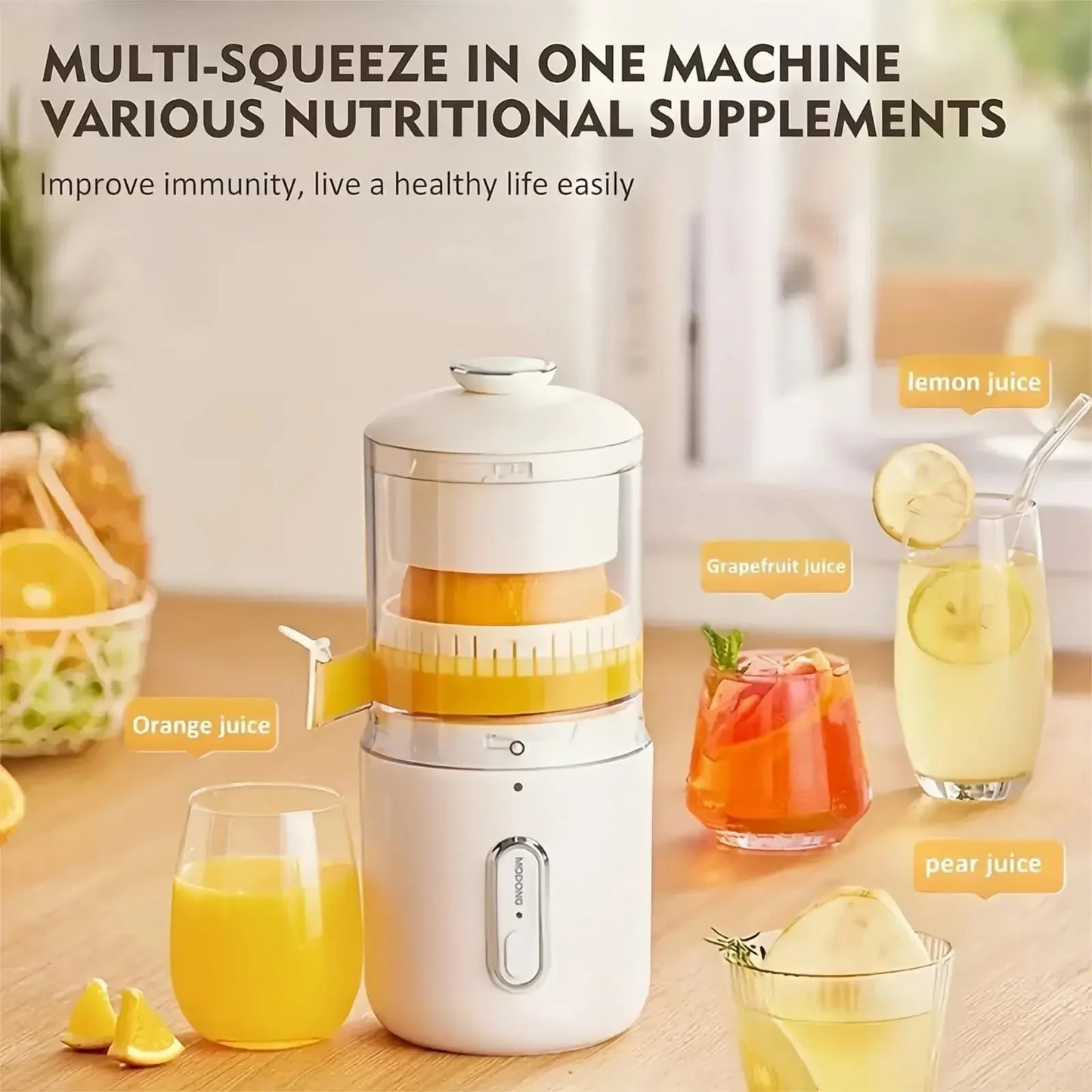 Presse-agrumes électrique sans fil , presse-agrumes domestique, charge USB lente, séparateur de jus, 2024