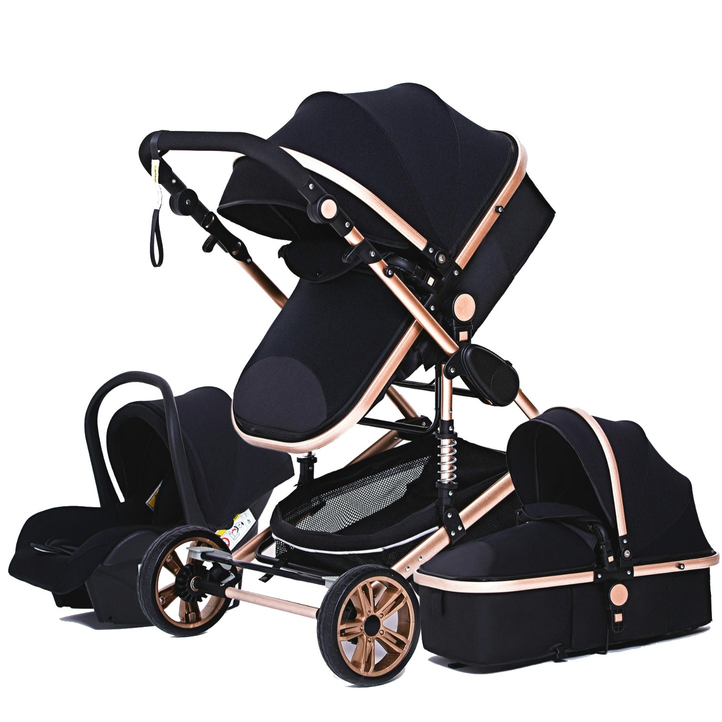 YAZOCO Poussette 3 en1 Compacte Poussette CombinéEs Anstout Terrain Luxe Haut Paysage Quadruple Pliable Canne Bébé Poussettes Confort Convient aux Nouveau Nés