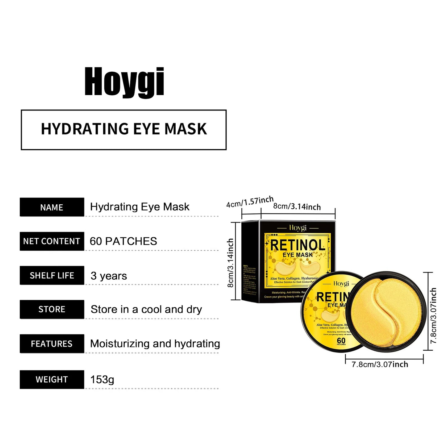 Masque Hydratant Yeux Anti Cernes Poches Peau Raffermissant Nourrissant Éclaircir Réduire les ridules 180pcs
