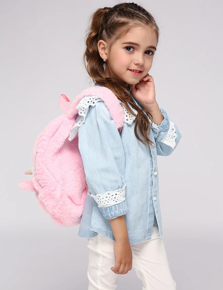 Sac à dos en peluche de dessin animé mignon pour enfants, sac à dos pour fille, sac à livres scolaire, école maternelle et primaire