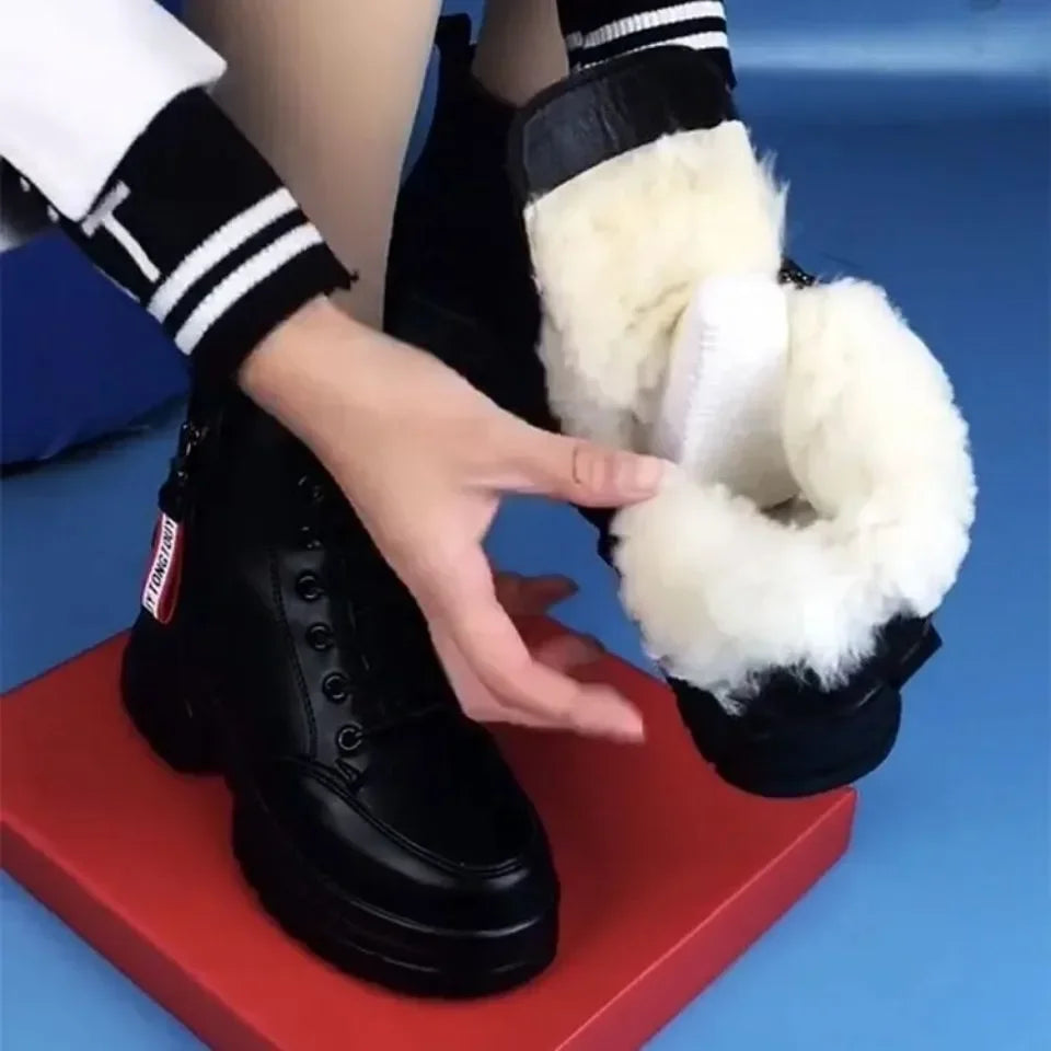 Bottes en cuir Ă plateforme haute pour femmes